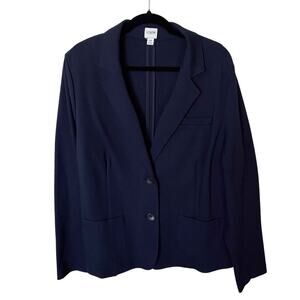 Women's J. Crew Notch Lapel Two Buttons Single-Breasted Blazer Navy Blue Size 18